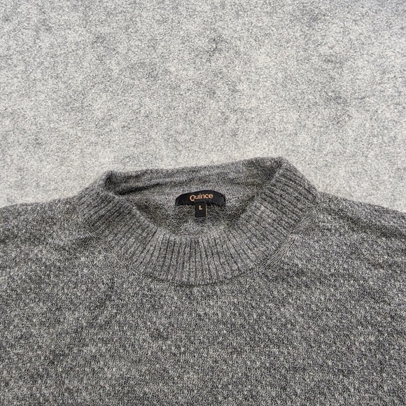 Quince Sweater Womens Large Gray Wool Alpaca Blend Mock Neck Pullover Knit - Picture 5 of 12